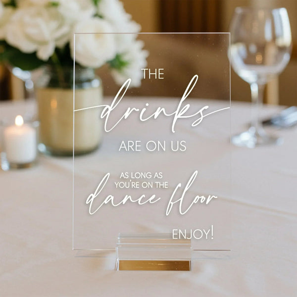 Drinks Dance Floor Wedding Table Sign