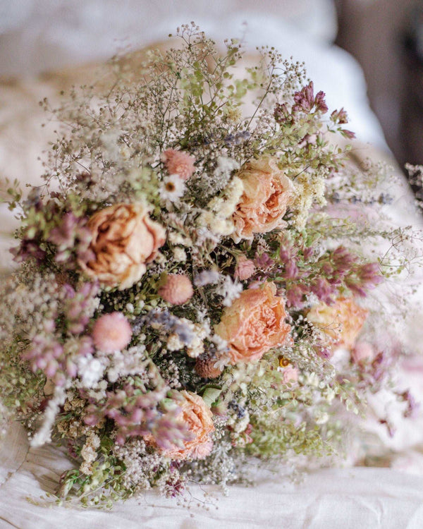 Blush Peony and Baby's Breath Dried Bouquet