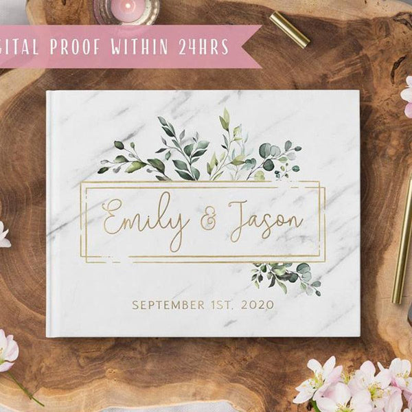 Personalized Marble Cover Guest Book Alternative
