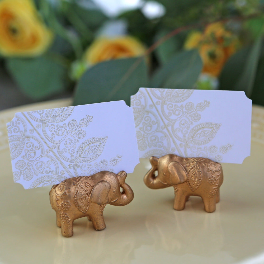 Gold Lucky Elephant Place Card Holder (Set of 6)