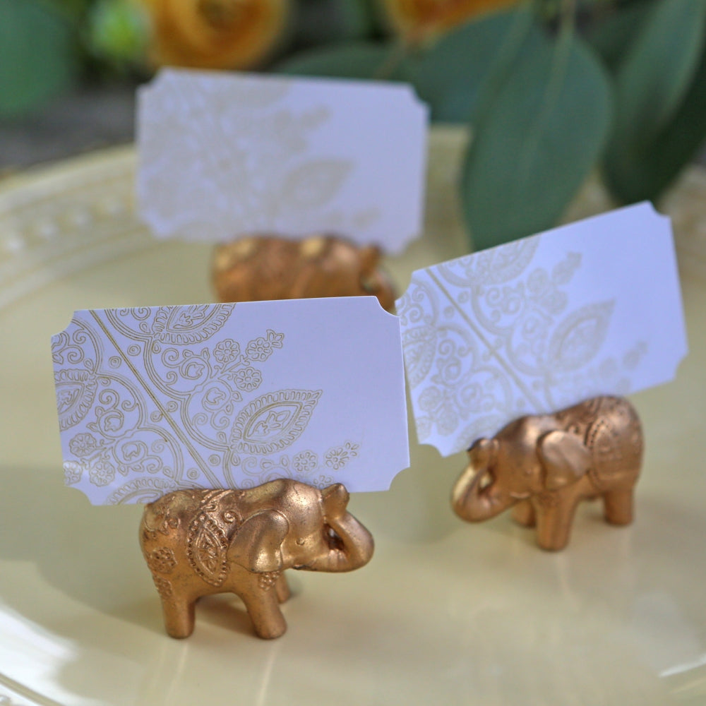 Gold Lucky Elephant Place Card Holder (Set of 6)