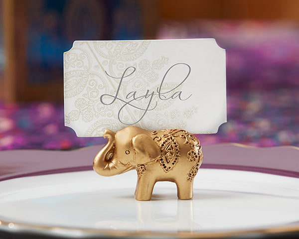 Gold Lucky Elephant Place Card Holder (Set of 6)