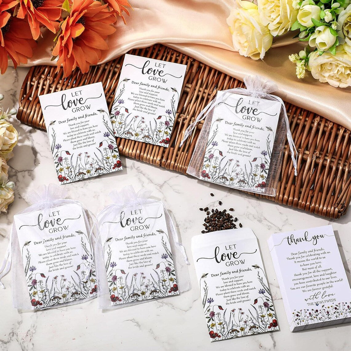 Let Love Grow Wildflower Seed Packet Favors, 25 Pack