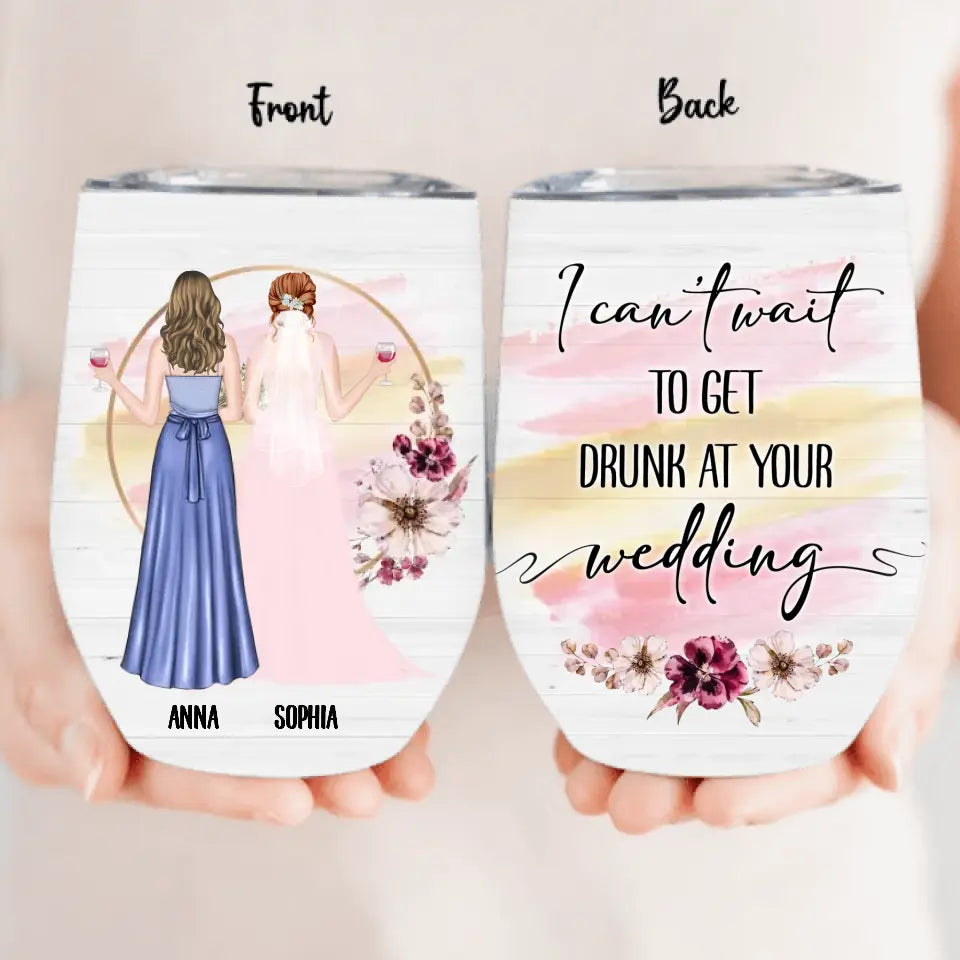 Personalized Bestie Wedding Wine Tumbler
