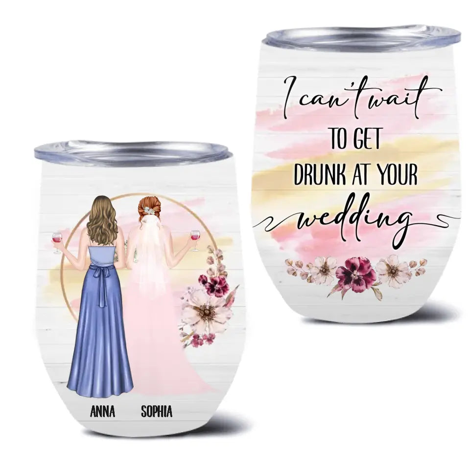 Personalized Bestie Wedding Wine Tumbler
