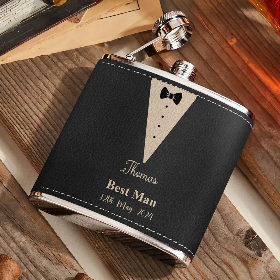Personalized Leather Wedding Flask for the Groom