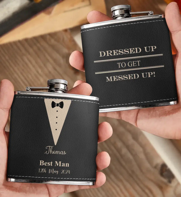 Personalized Leather Wedding Flask for the Groom
