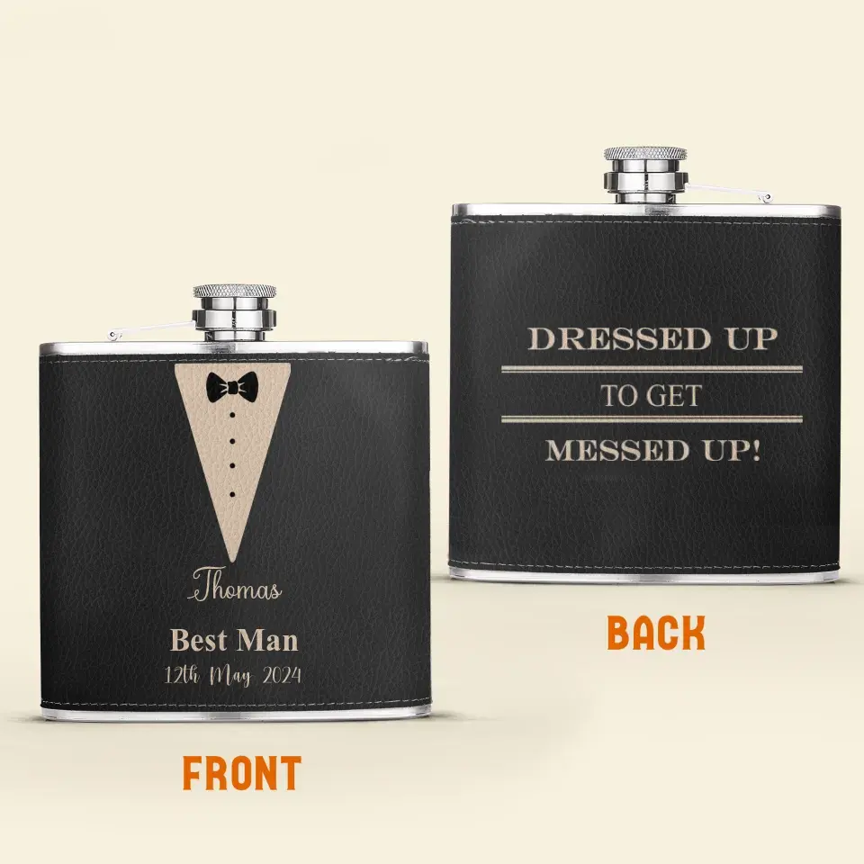 Personalized Leather Wedding Flask for the Groom