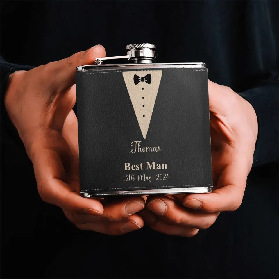 Personalized Leather Wedding Flask for the Groom