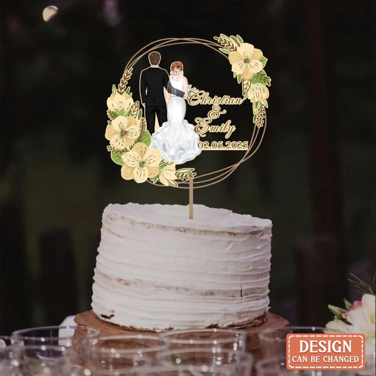 Personalized Couple Silhouette Cake Topper