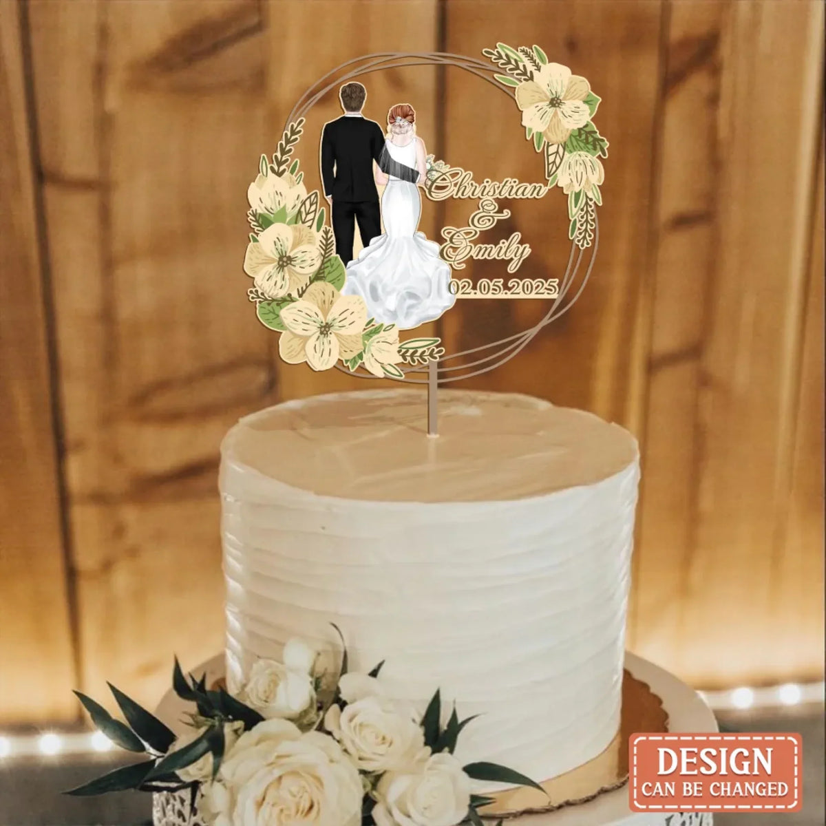 Personalized Couple Silhouette Cake Topper