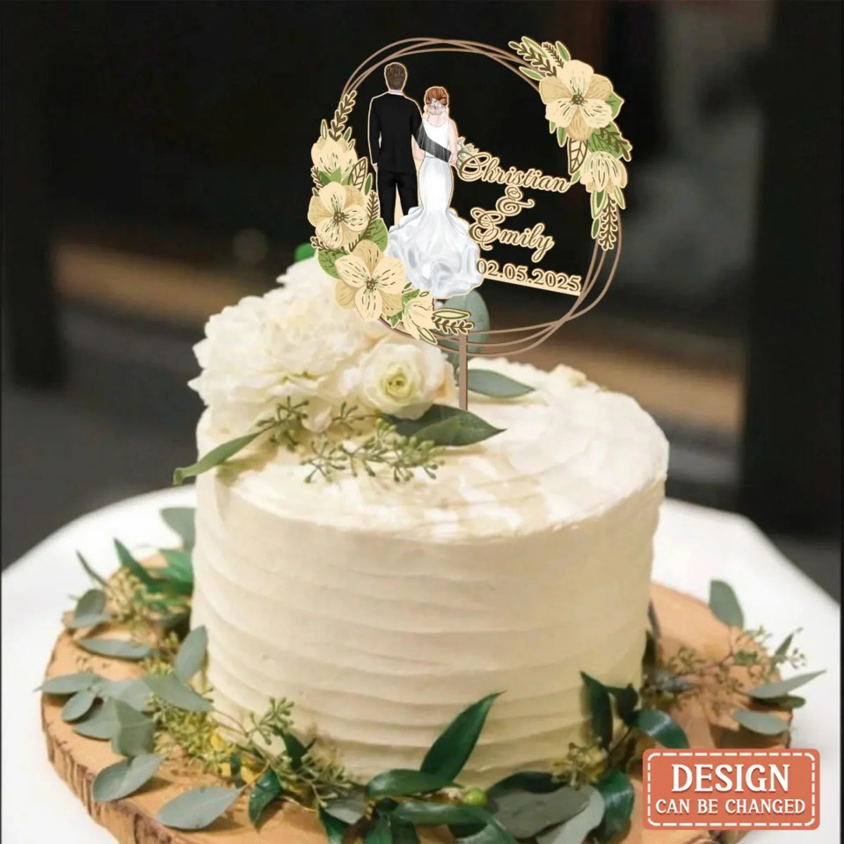 Personalized Couple Silhouette Cake Topper