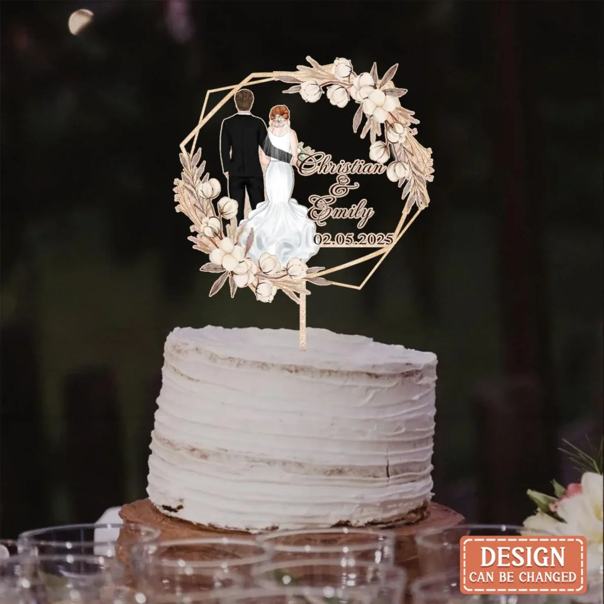 Personalized Couple Silhouette Cake Topper