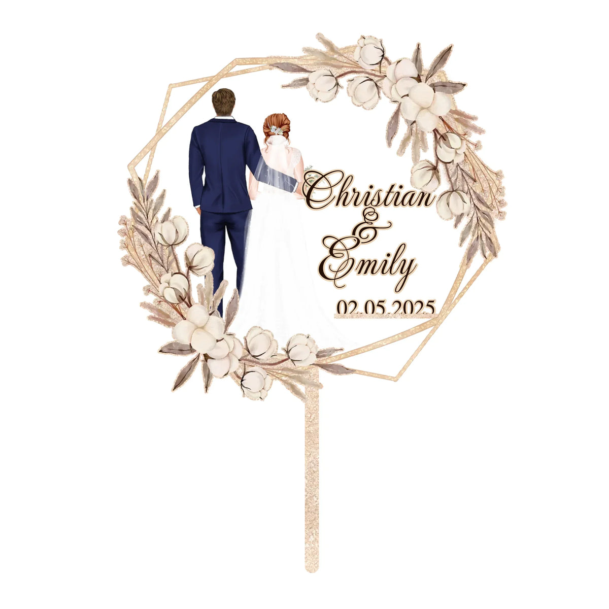 Personalized Couple Silhouette Cake Topper
