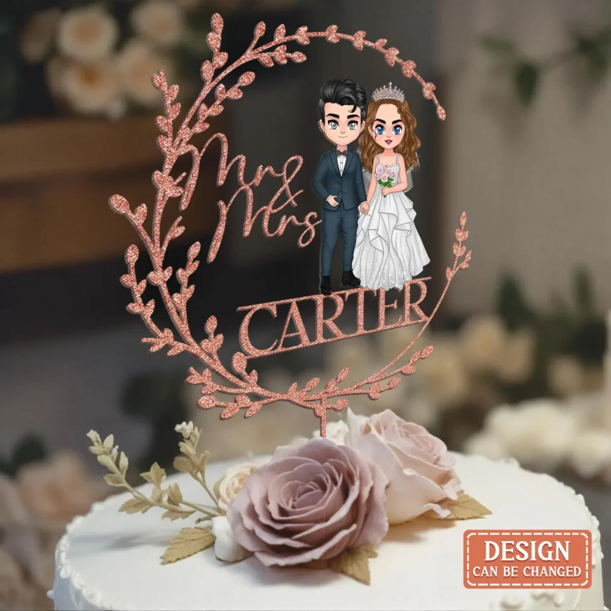 Personalized Rustic Acrylic Cake Topper