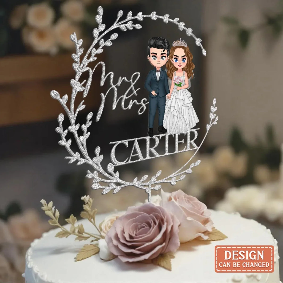Personalized Rustic Acrylic Cake Topper