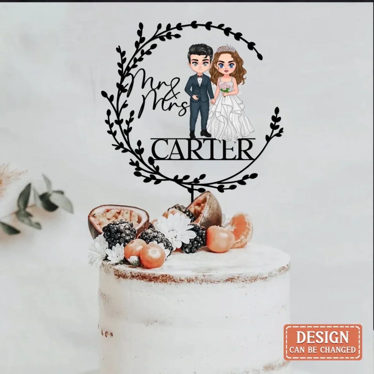 Personalized Rustic Acrylic Cake Topper