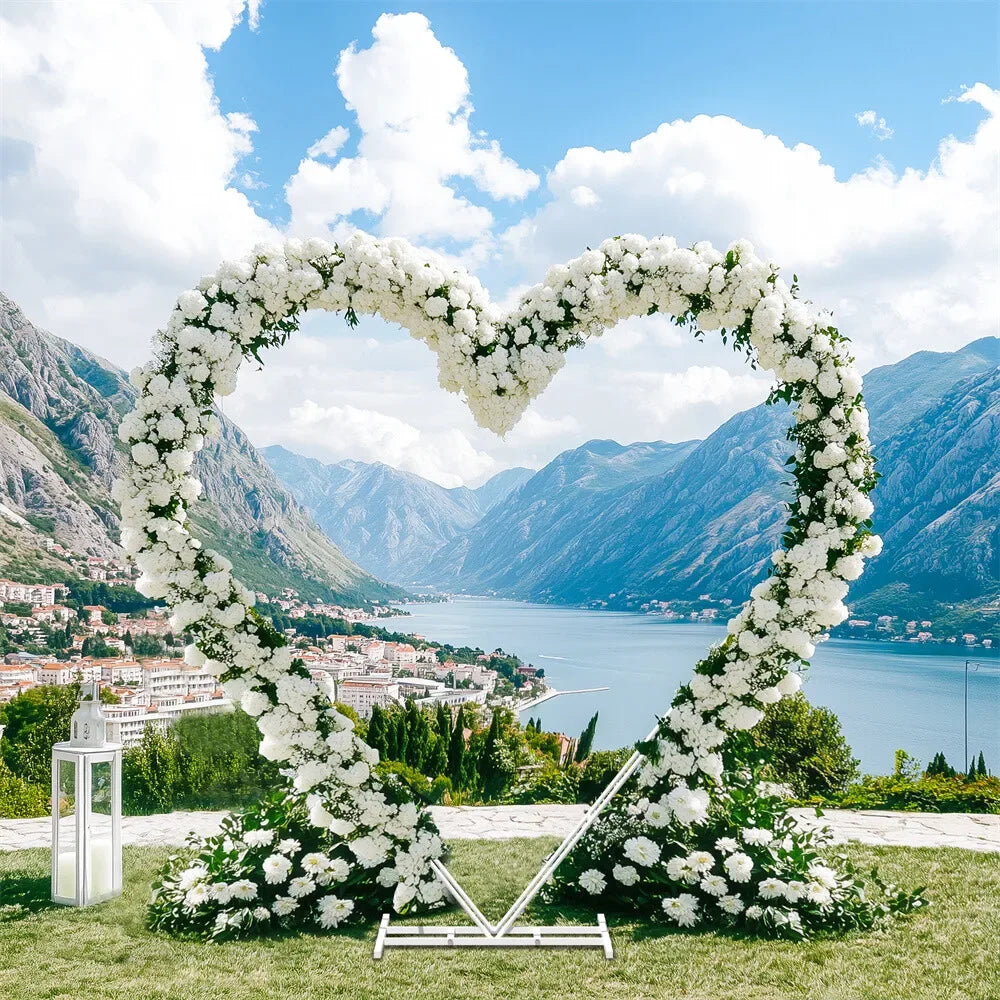 Heart Shape Metal Wedding Arch, Double Pole