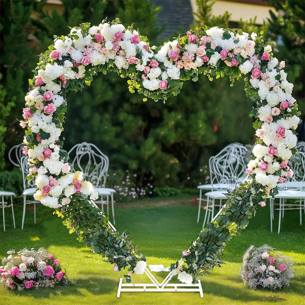 Heart Shape Metal Wedding Arch, Double Pole