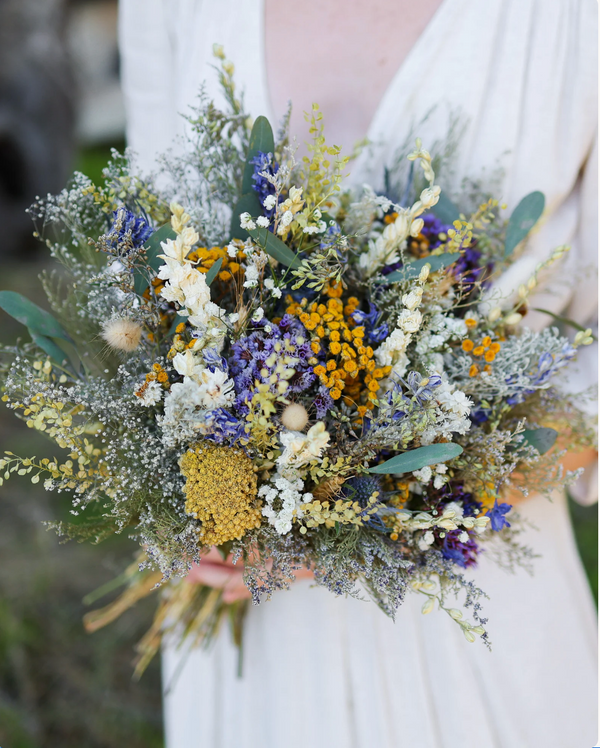Dried Eucalyptus, Yarrow, and Lavender Bouquet