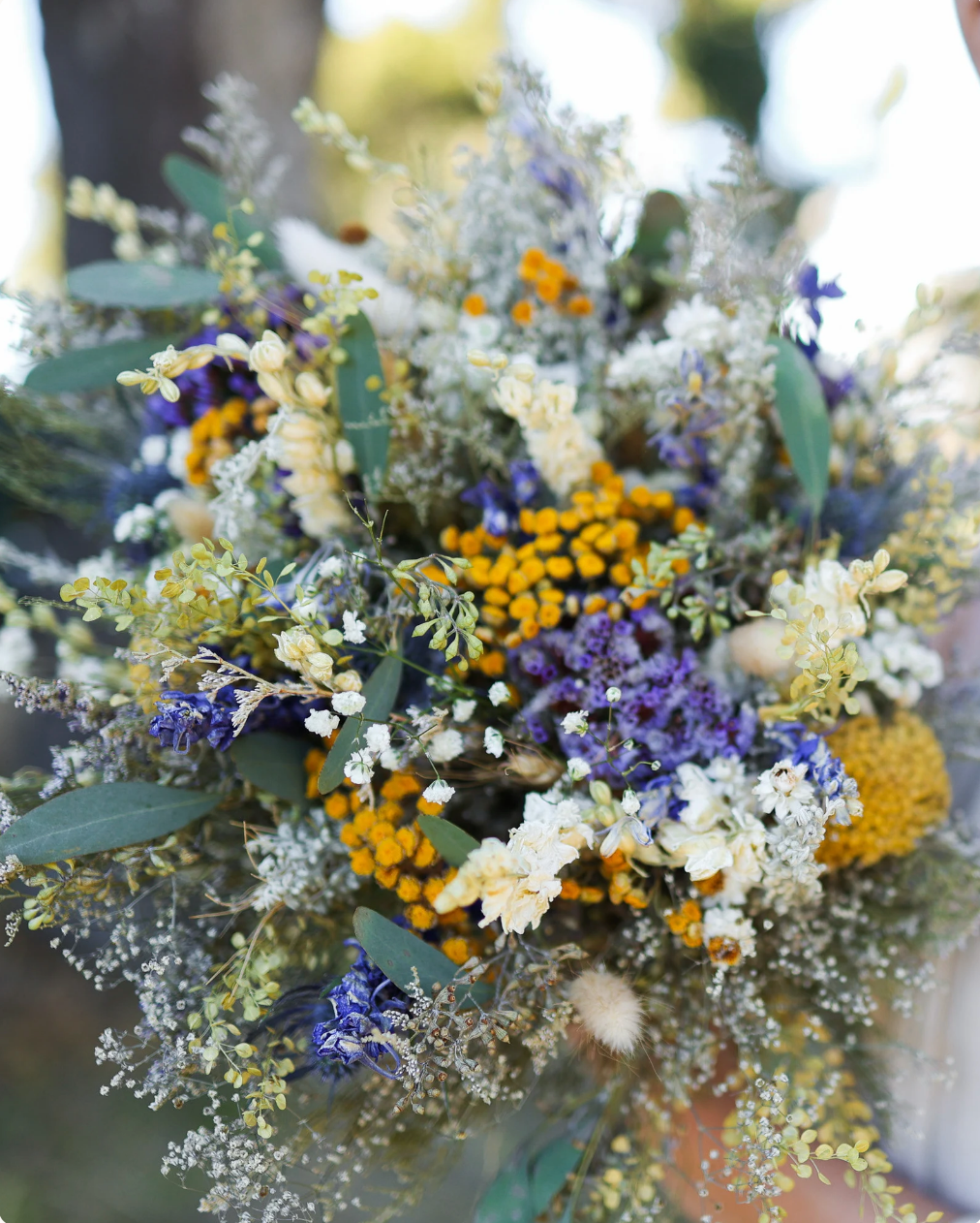 Dried Eucalyptus, Yarrow, and Lavender Bouquet