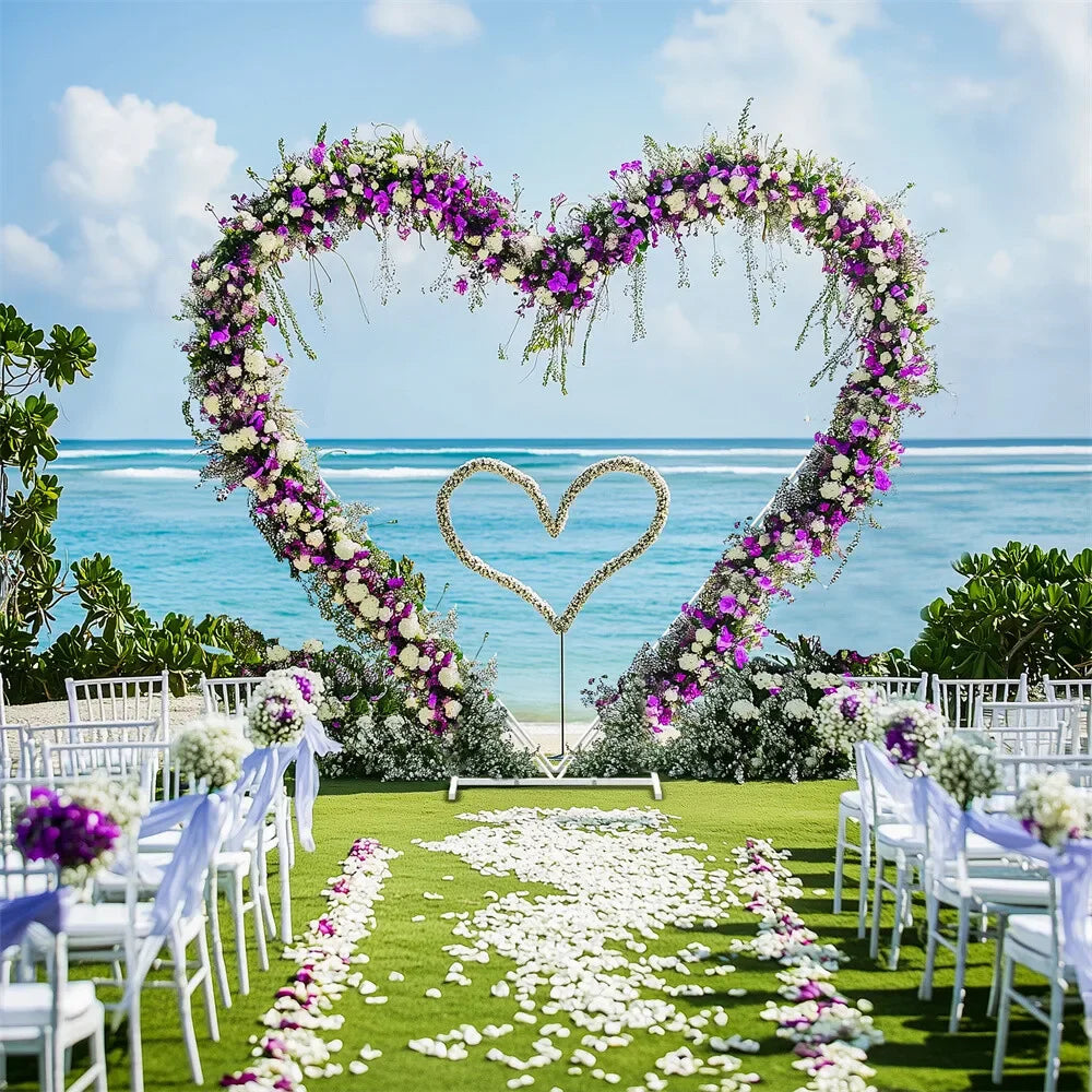 Heart Shape Metal Wedding Arch, Double Pole