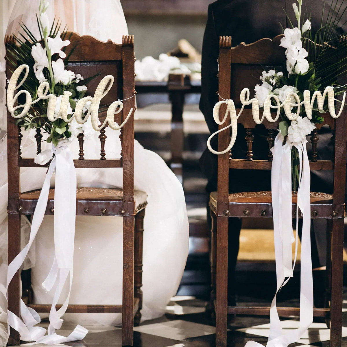 Bride and Groom Chair Signs