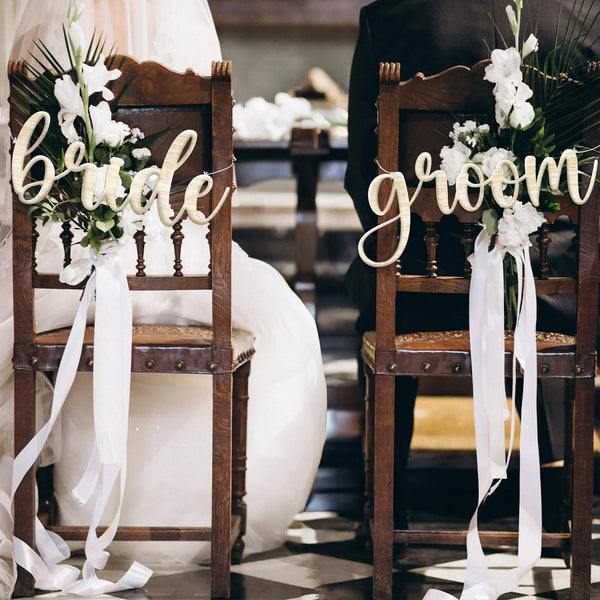 Bride and Groom Chair Signs