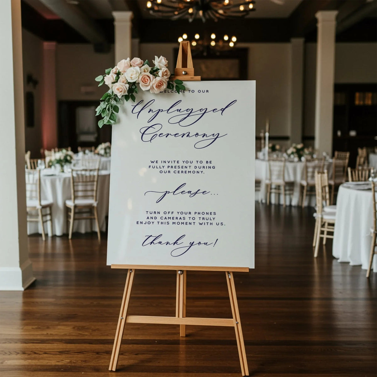 Formal Unplugged Wedding Welcome Sign