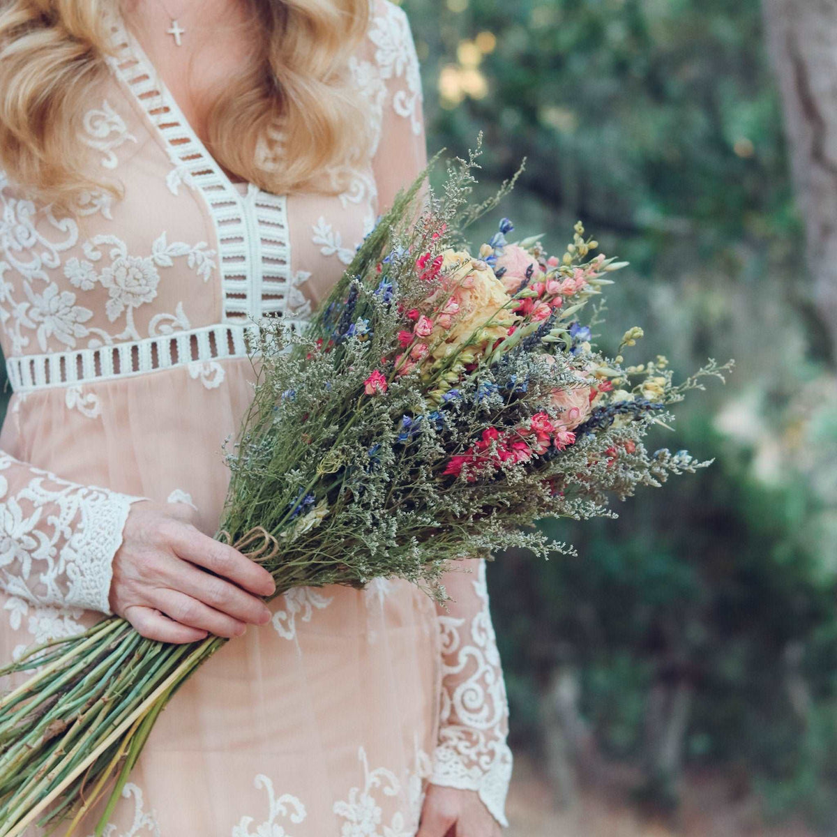 Dried Peony and Larkspur Bouquet