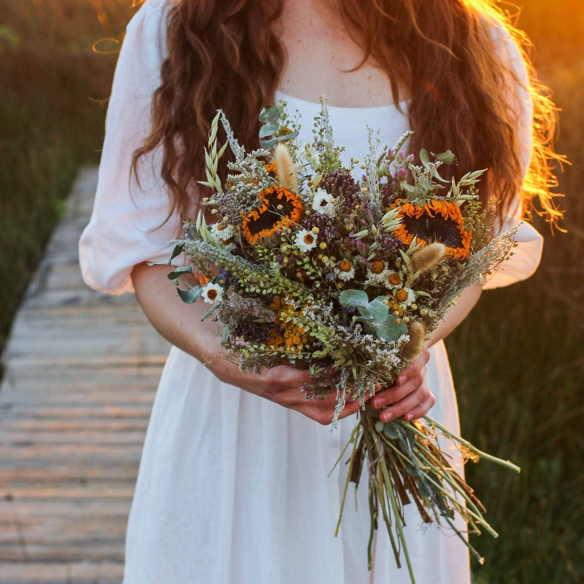 Dried Sunflower and Eucalyptus Bouquet
