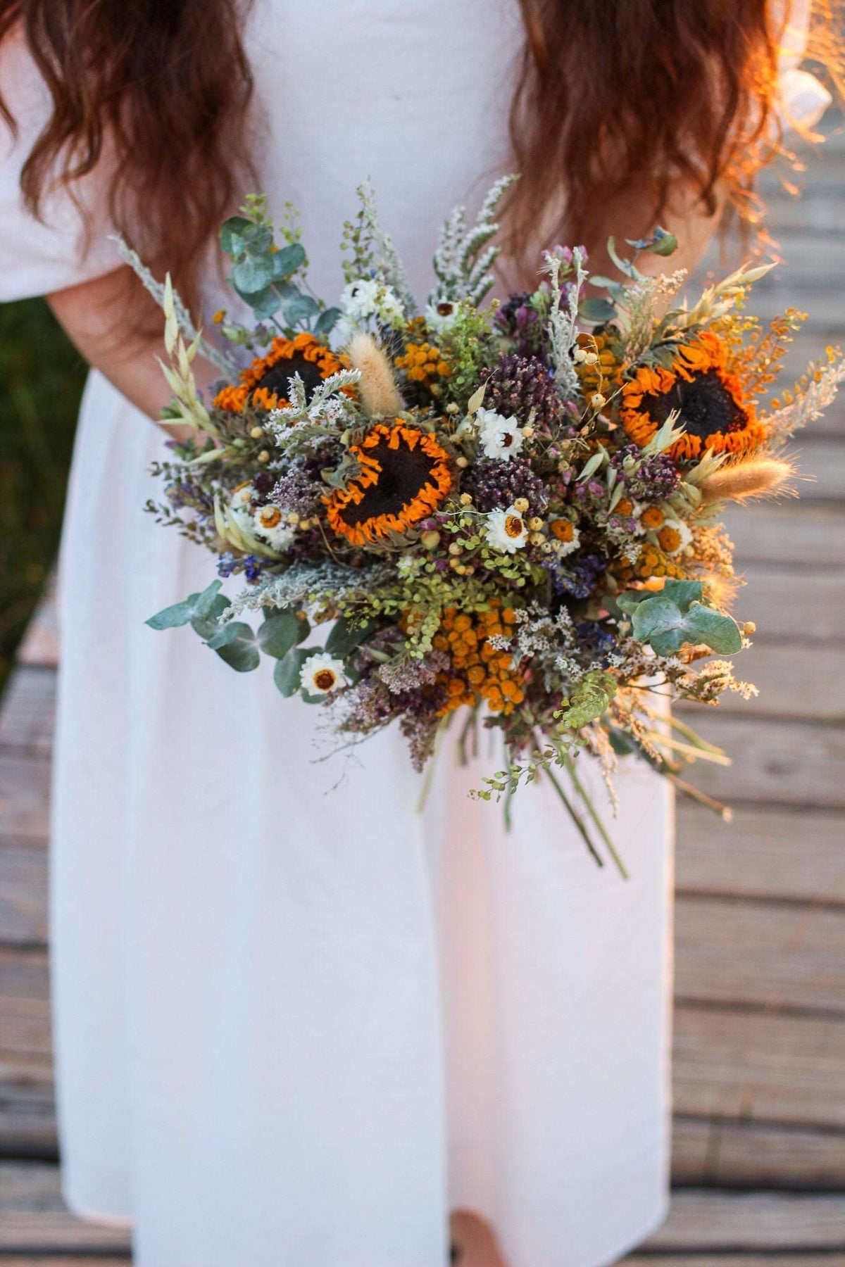 Dried Sunflower and Eucalyptus Bouquet