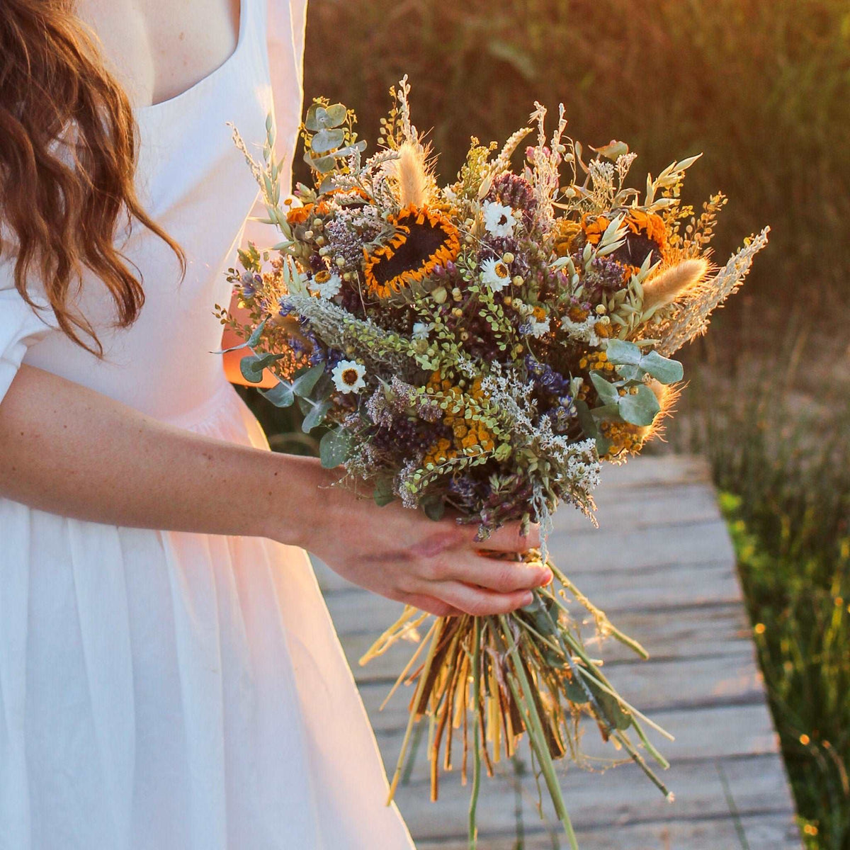 Dried Sunflower and Eucalyptus Bouquet