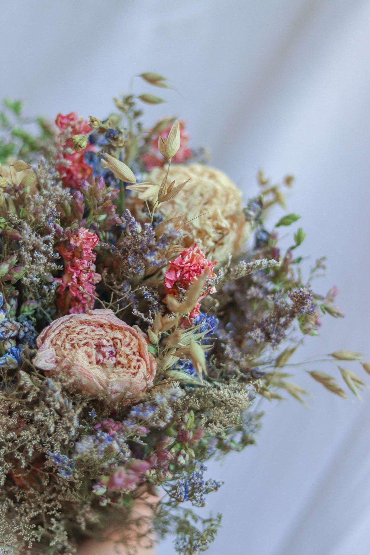 Dried Peony and Larkspur Bouquet