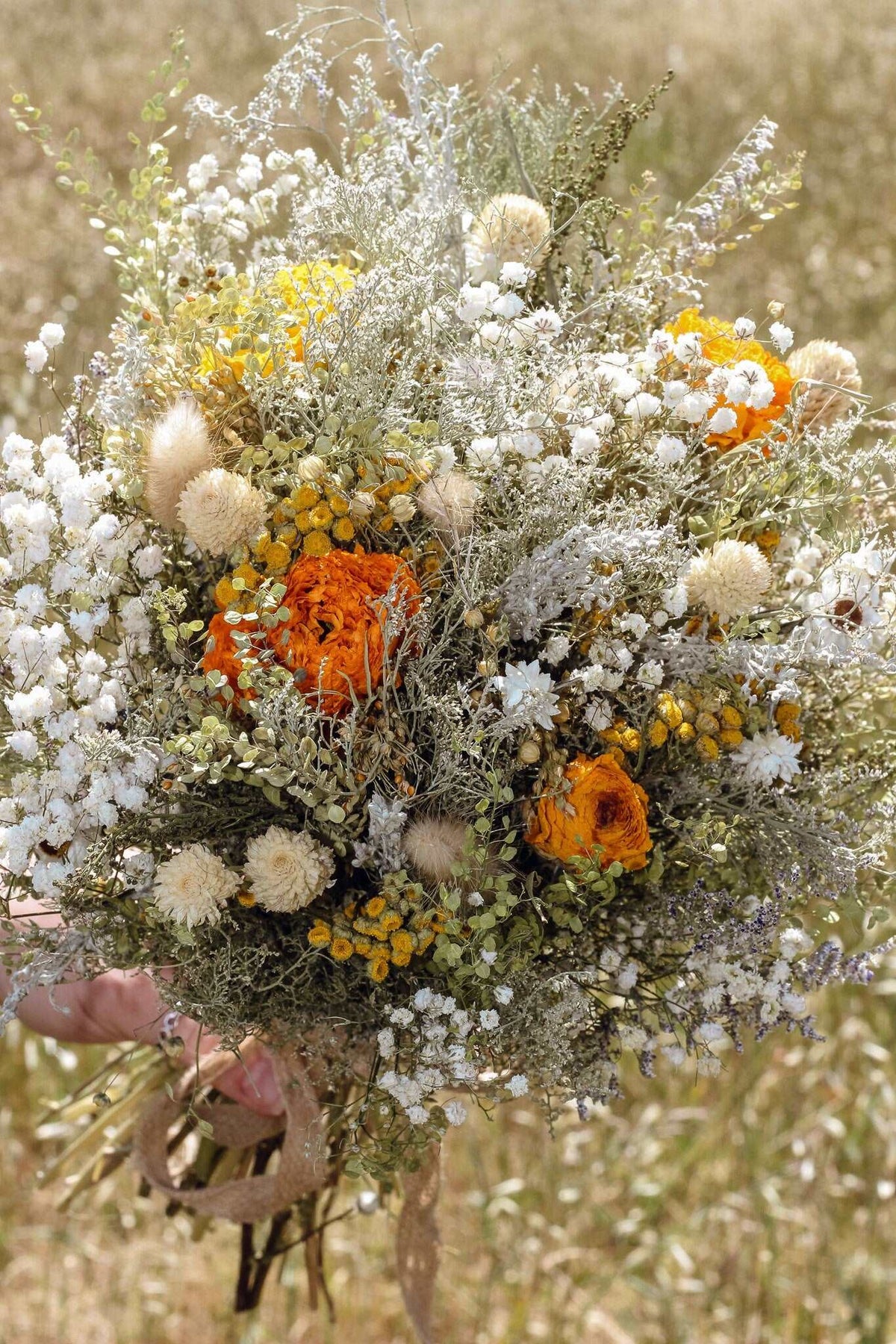 Dried Ranunculus and Lavender Flower Crown