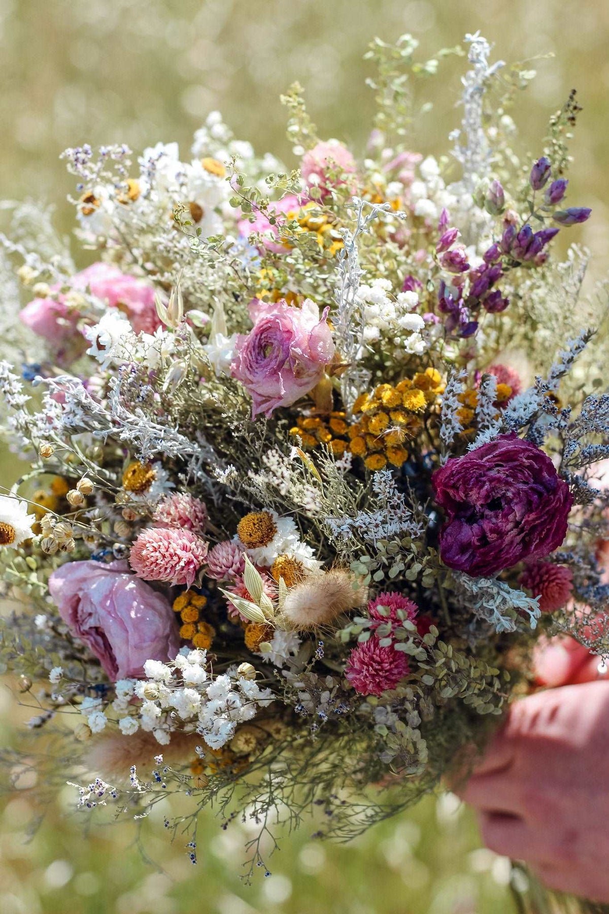 Dried Ranunculus and Lavender Flower Crown