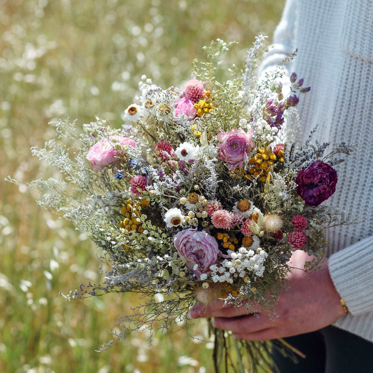 Dried Ranunculus and Lavender Flower Crown