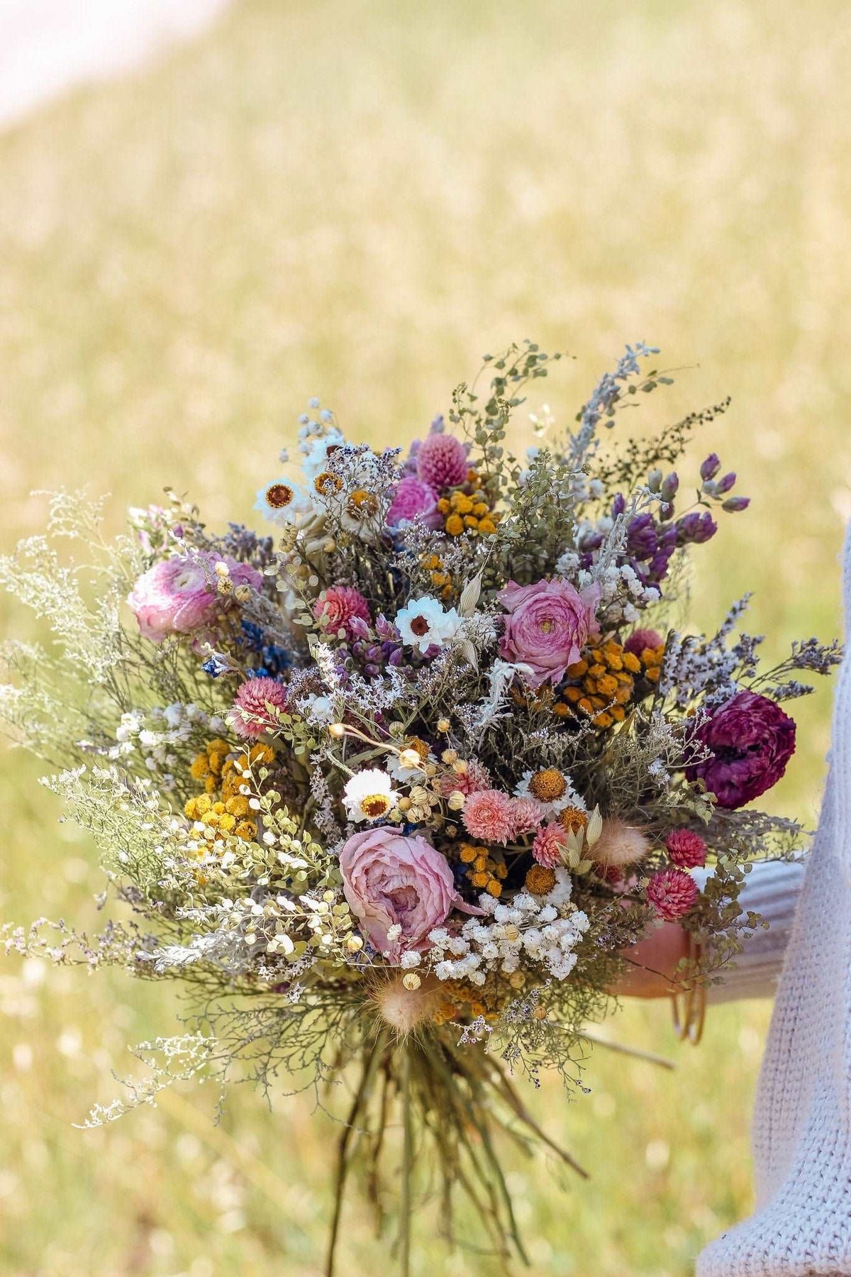 Dried Ranunculus and Lavender Flower Crown