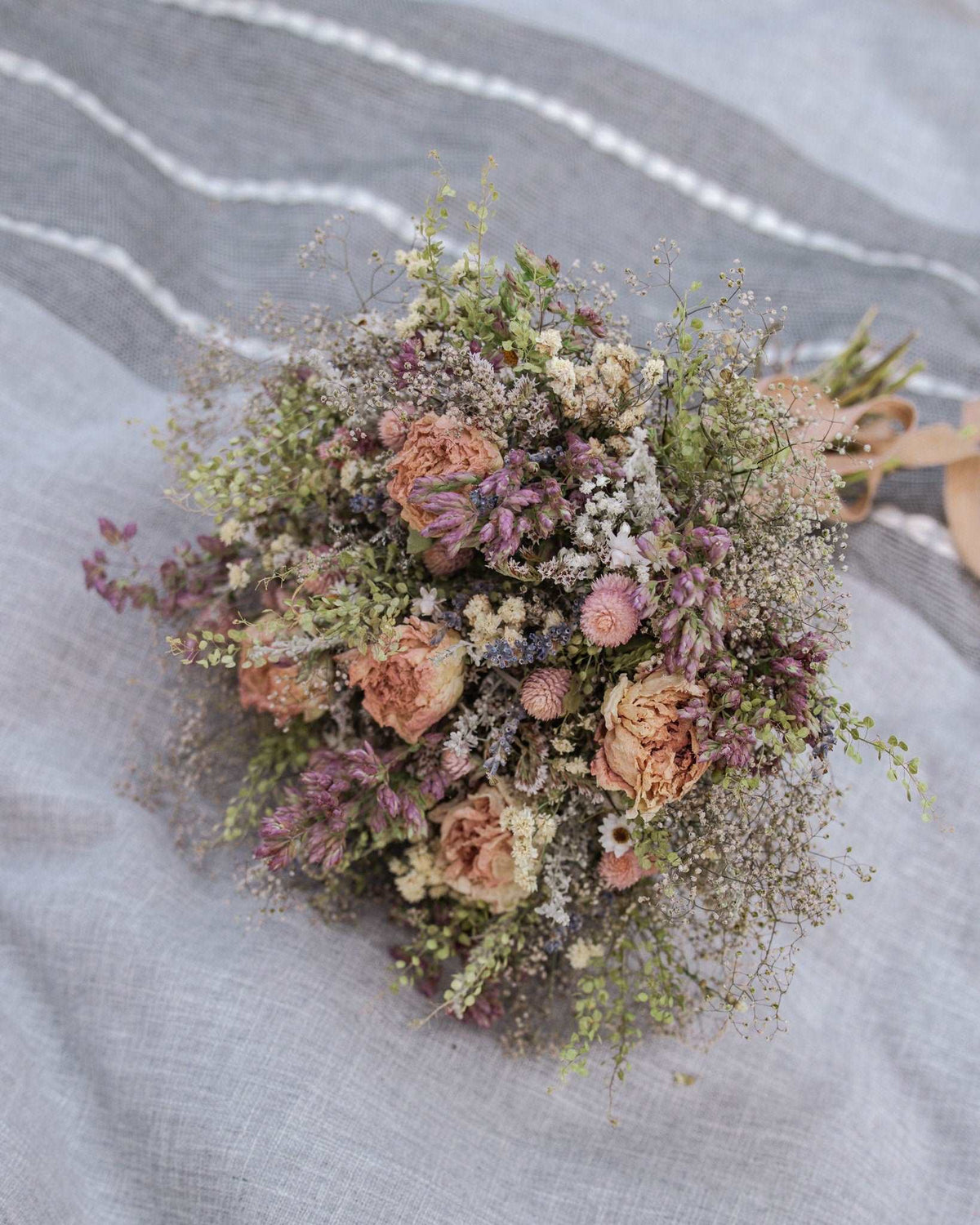 Blush Peony and Baby's Breath Dried Bouquet