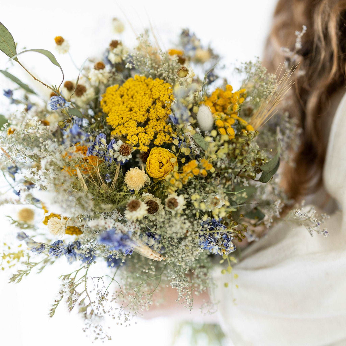 Dried Eucalyptus, Yarrow, and Lavender Bouquet