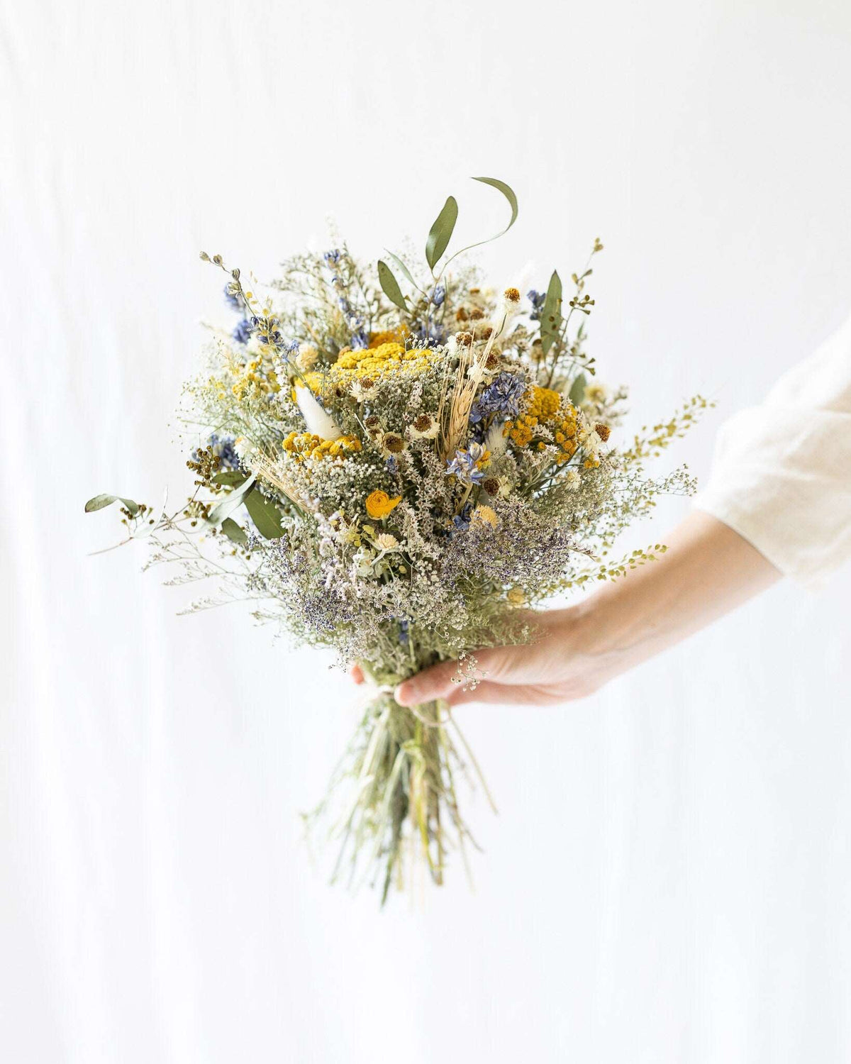 Dried Eucalyptus, Yarrow, and Lavender Bouquet