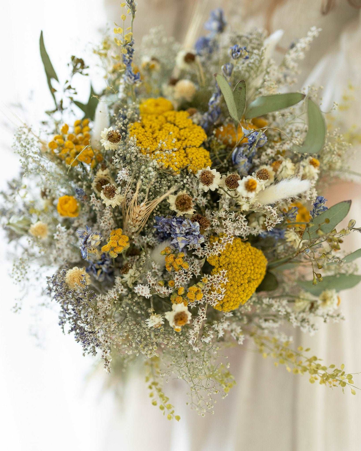 Dried Eucalyptus, Yarrow, and Lavender Bouquet