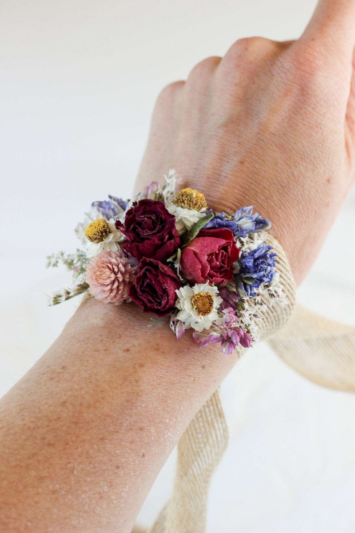 Dried Red Rose and Lavender Boutonniere