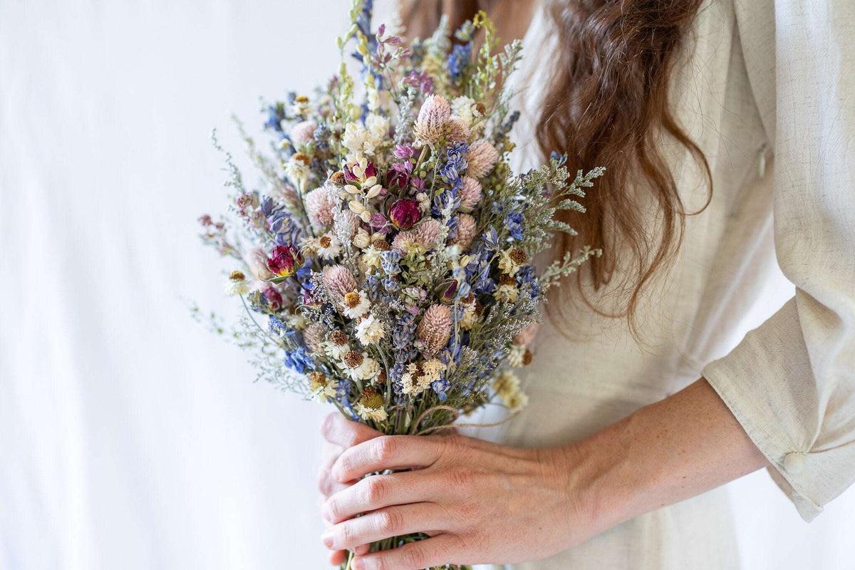 Dried Red Rose and Lavender Boutonniere