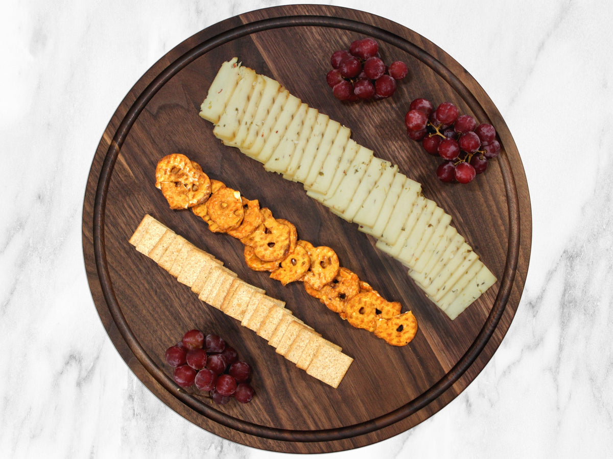 Personalized Round Walnut Charcuterie Board, 18 Inch