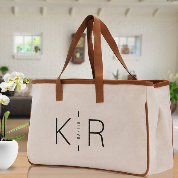 Personalized Embroidered Initials Tote Bag