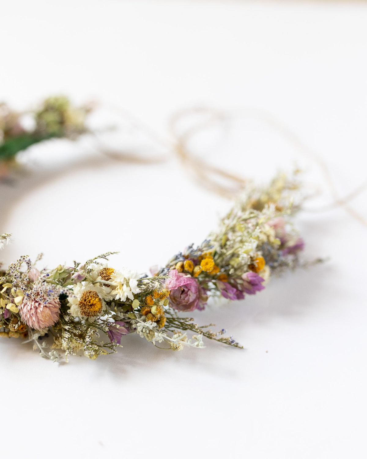 Dried Ranunculus and Lavender Flower Crown