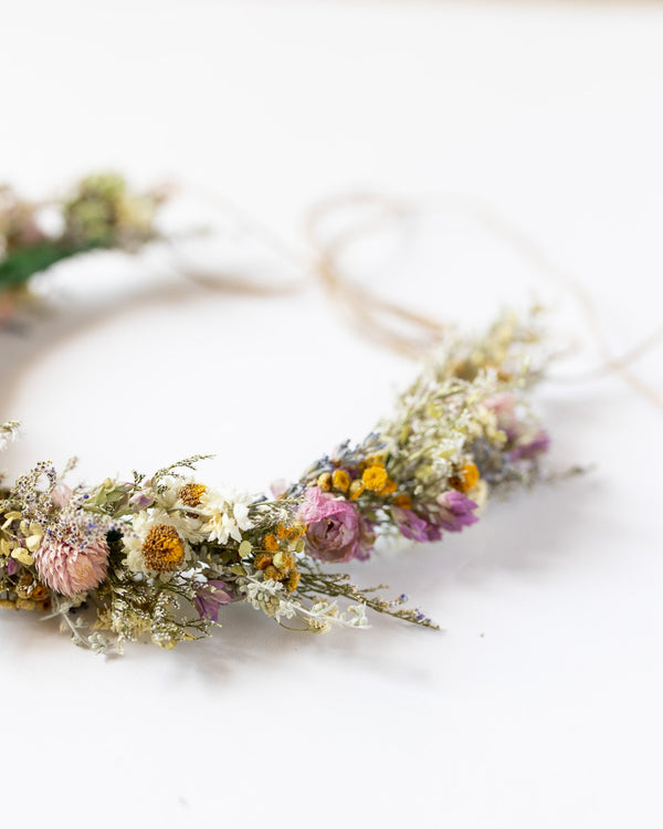 Dried Ranunculus and Lavender Flower Crown