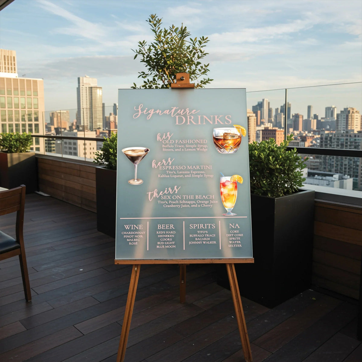 Large Drink Menu Wedding Bar Sign