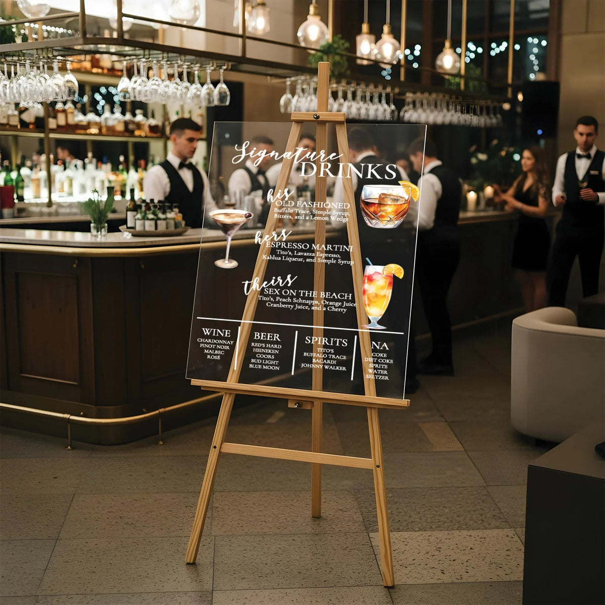 Large Drink Menu Wedding Bar Sign